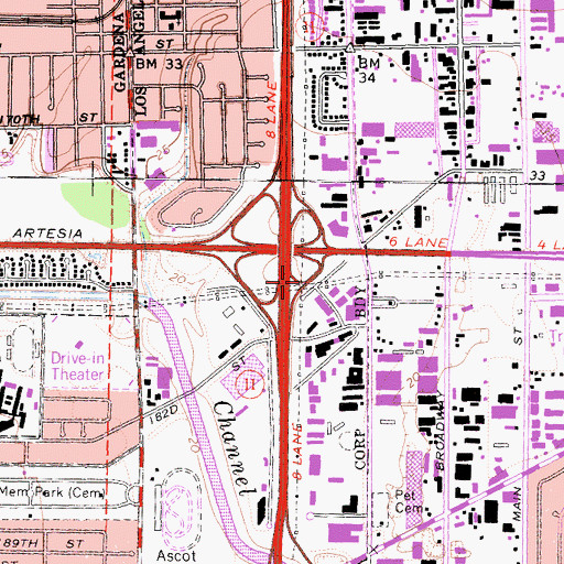 Topographic Map of Exit 10A, CA