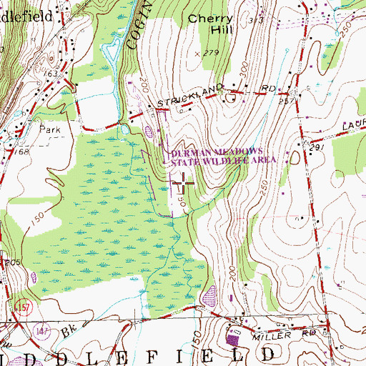 Topographic Map of Durman Meadows State Wildlife Area, CT