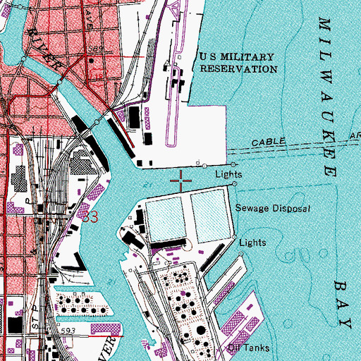 Topographic Map of Daniel Hoan Memorial Bridge, WI