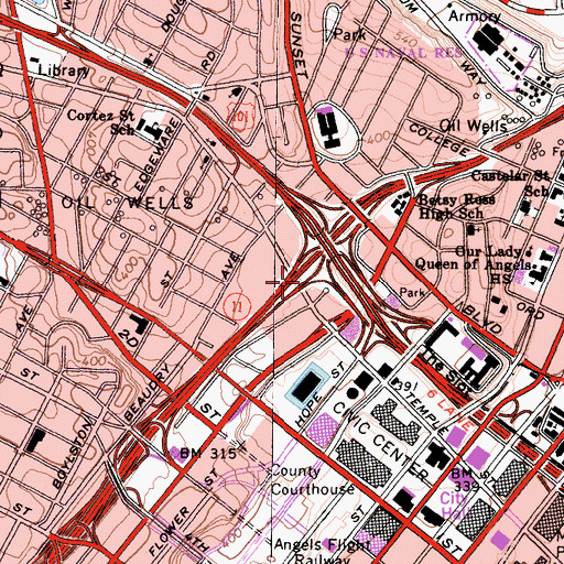 Topographic Map of Exit 24A, CA