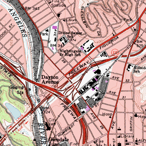 Topographic Map of Exit 26A, CA