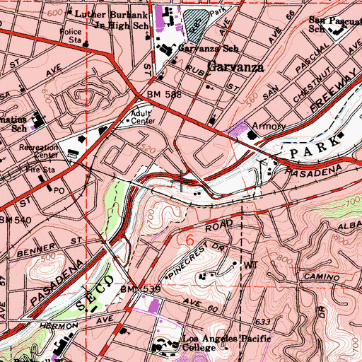 Topographic Map of Exit 30A, CA