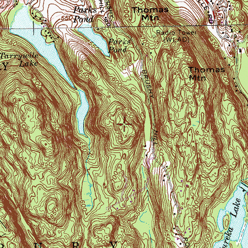 Topographic Map of Middle Mountain, CT