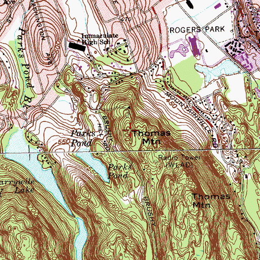 Topographic Map of Mountain End, CT