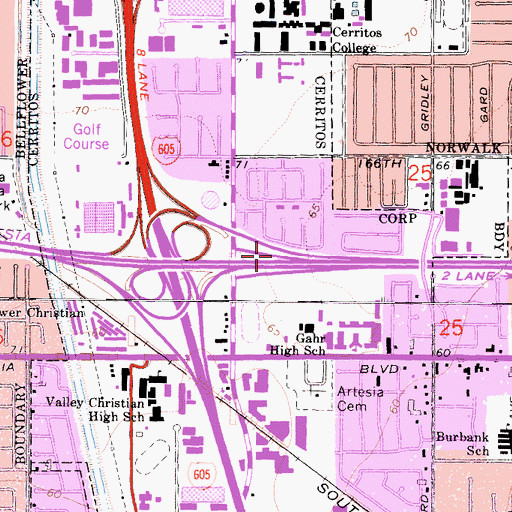 Topographic Map of Exit 17A, CA