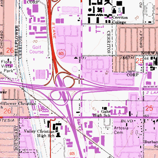 Topographic Map of Exit 17B, CA