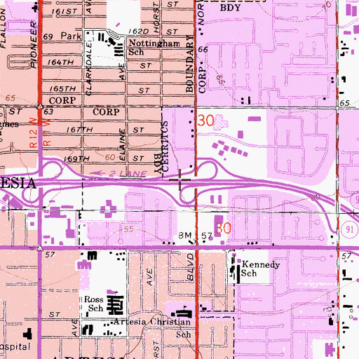 Topographic Map of Exit 19A, CA