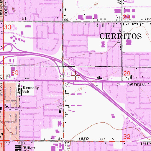 Topographic Map of Exit 19B, CA