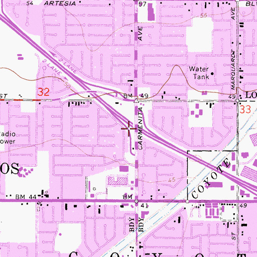 Topographic Map of Exit 20, CA