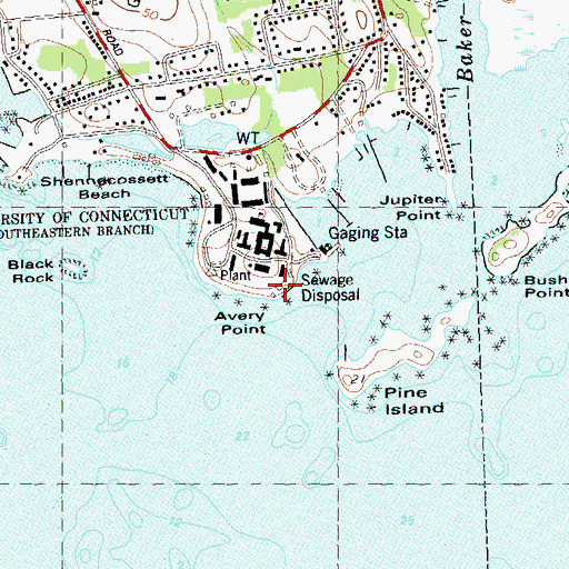 Topographic Map of Avery Point, CT