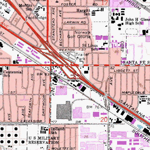 Topographic Map of Exit 120A, CA