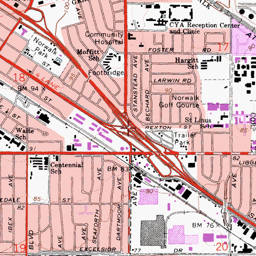 Topographic Map of Exit 120B, CA