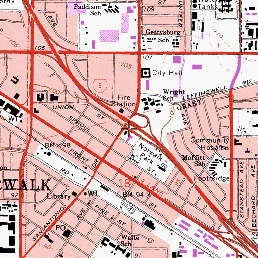 Topographic Map of Exit 121, CA