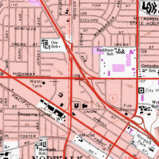 Topographic Map of Exit 122, CA