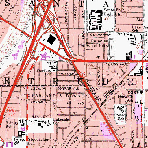 Topographic Map of Exit 123, CA