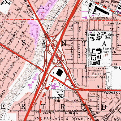 Topographic Map of Exit 124, CA