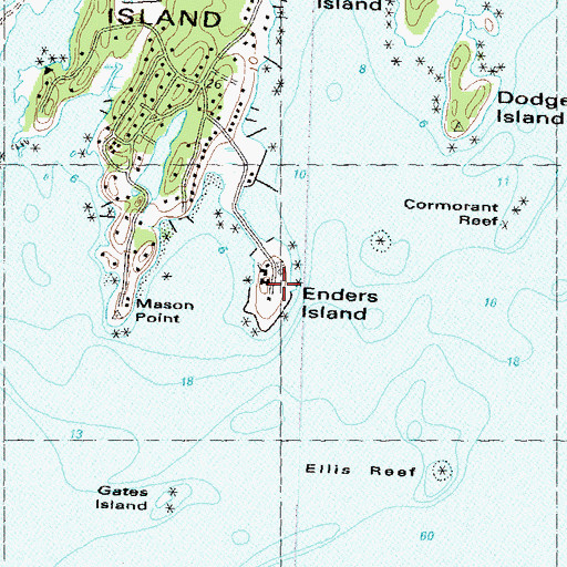 Topographic Map of Enders Island, CT