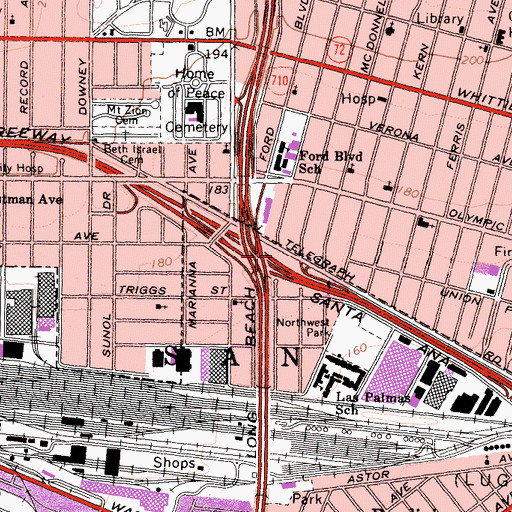 Topographic Map of Exit 130C, CA