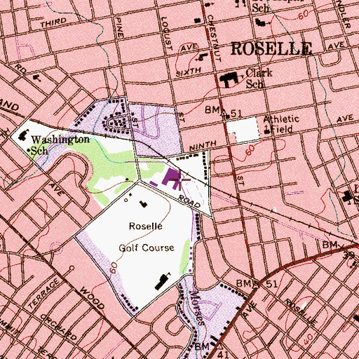 Topographic Map of Roselle Catholic High School, NJ