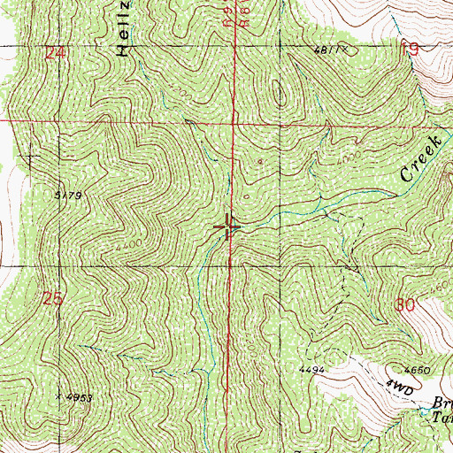 Topographic Map of Hellzapoppin Creek, AZ