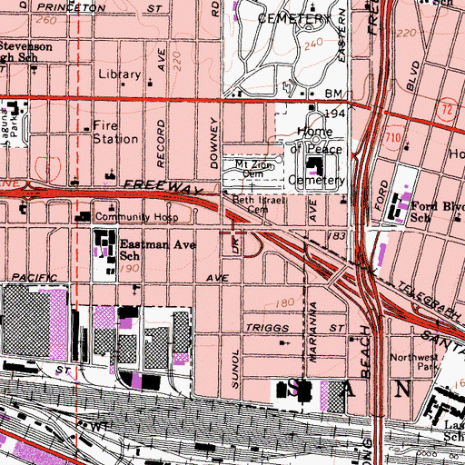 Topographic Map of Exit 131A, CA