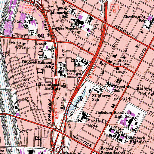 Topographic Map of Exit 135A, CA