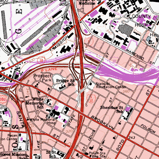 Topographic Map of Exit 135C, CA