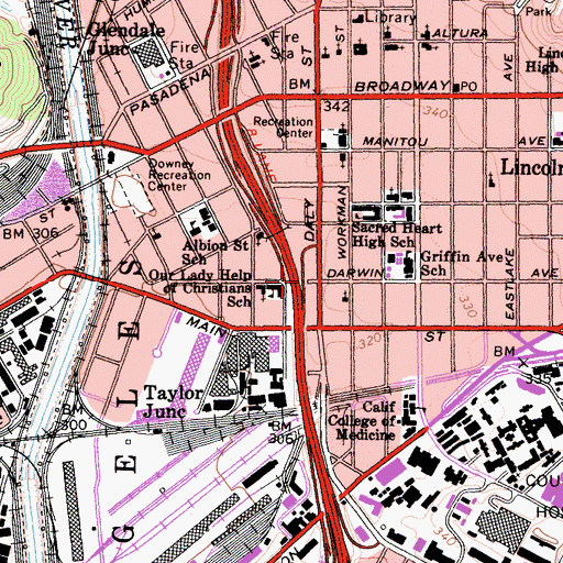 Topographic Map of Exit 136A, CA