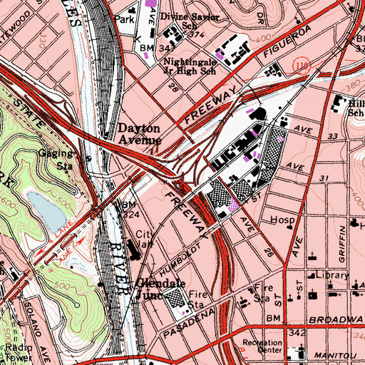 Topographic Map of Exit 137A, CA