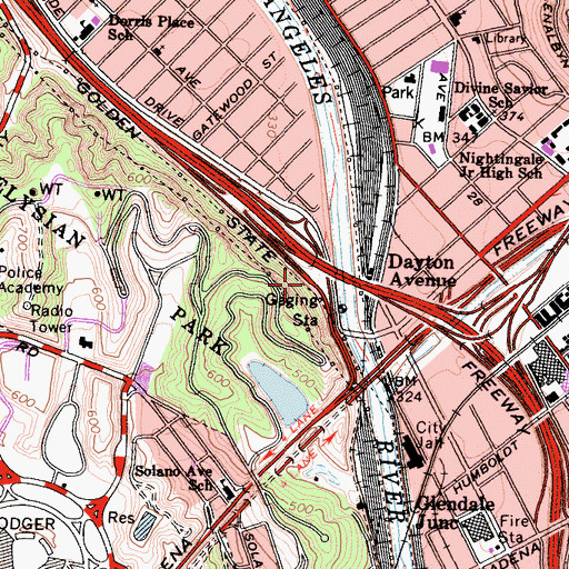 Topographic Map of Exit 137B, CA