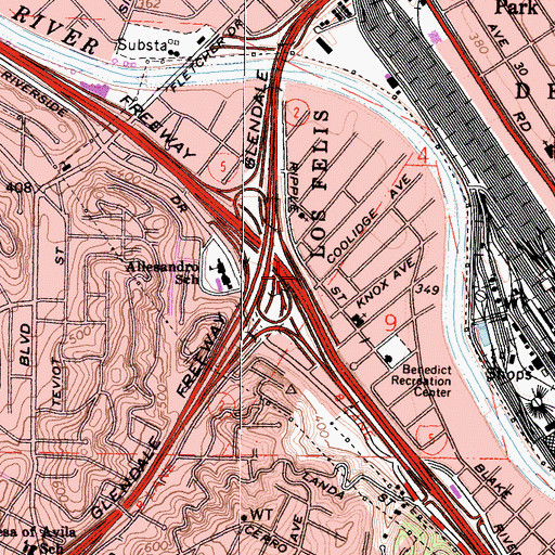 Topographic Map of Exit 139A, CA