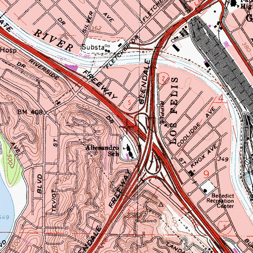 Topographic Map of Exit 139B, CA