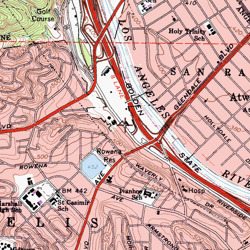 Topographic Map of Exit 140B, CA