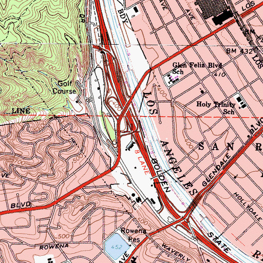 Topographic Map of Exit 141A, CA