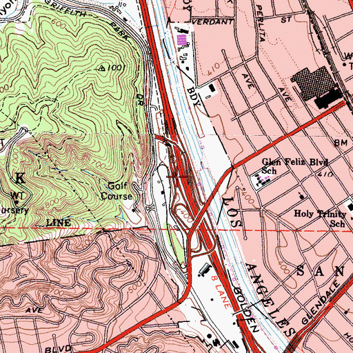 Topographic Map of Exit 141B, CA