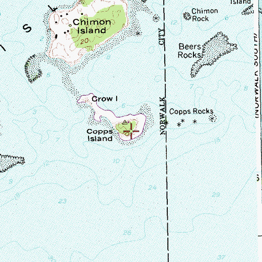 Topographic Map of Copps Island, CT