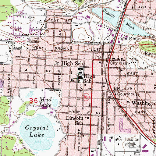 Topographic Map of Central Middle School, MI