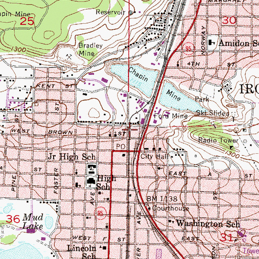 Topographic Map of Iron Mountain Police Department, MI