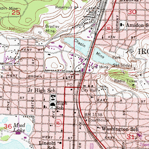 Topographic Map of Iron Mountain Fire Department, MI