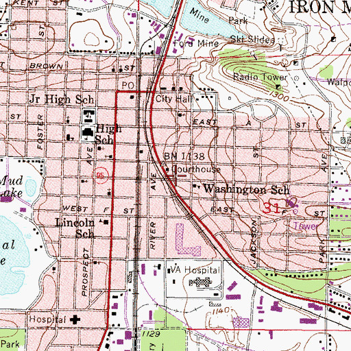 Topographic Map of Dickinson County Sheriff's Office, MI