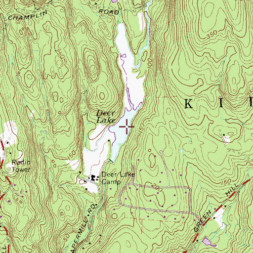 Topographic Map of Deer Lake, CT