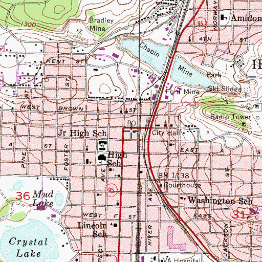 Topographic Map of Iron Mountain Post Office, MI