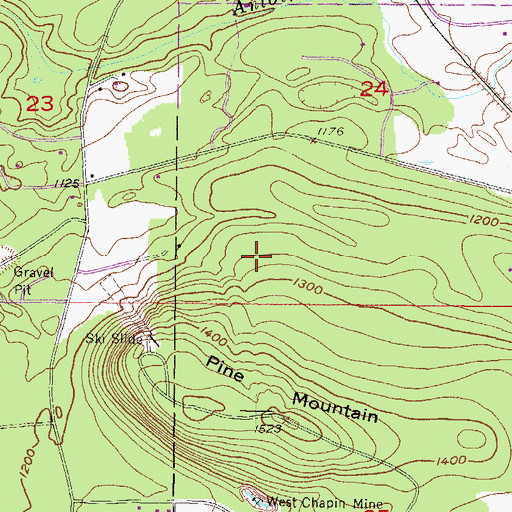 Topographic Map of Pine Mountain Ski Resort, MI