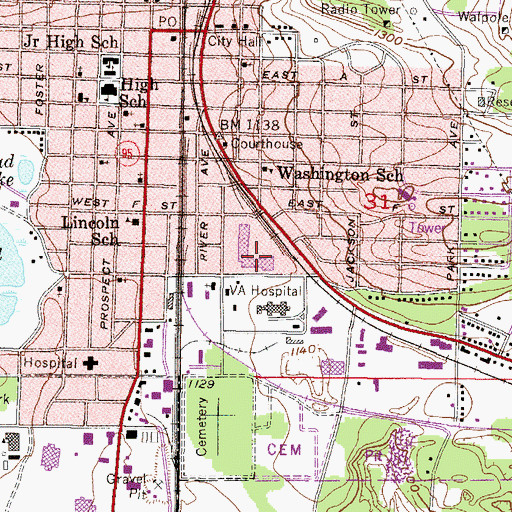 Topographic Map of Midtown Mall, MI