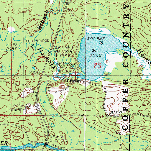 Topographic Map of Hancock Creek Flowage, MI