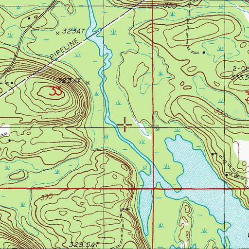 Topographic Map of Hardwood Impoundment, MI