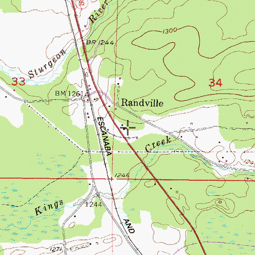 Topographic Map of Randville Bible Church, MI