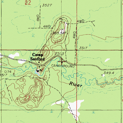 Topographic Map of Lower Dam Campground, MI