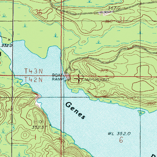 Topographic Map of Genes Pond State Forest Campground, MI