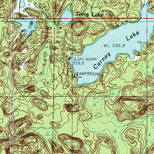 Topographic Map of Carney Lake State Forest Campground, MI